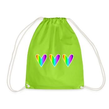 MOM. MOTHER's DAY. HAPPY MOTHER'S DAY. HEART - Drawstring Bag - neon green - Front