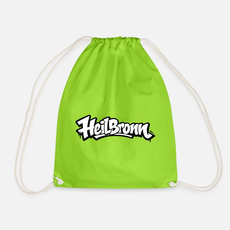 Heilbronn Graffiti Logo Tee - Drawstring Bag - neon green