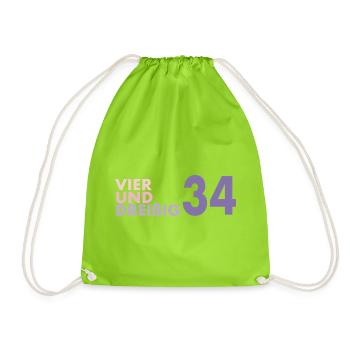 34. Geburtstag Geschenk Vierunddreißig - Turnbeutel - Neongrün - Vorne