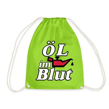 Auto Tuning Schrauber Kult Shirt, Öl im Blut (25) - Turnbeutel - Neongrün - Vorne