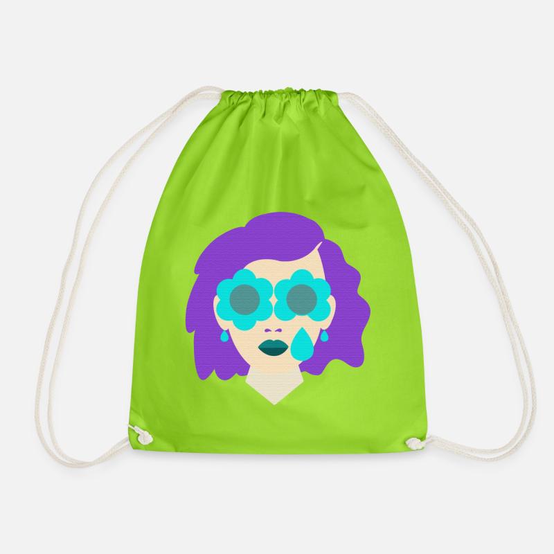 Frau Träne Blumen vintage Grafik - Turnbeutel - Neongrün