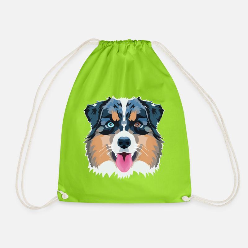 Australian Shepherd Blue Merle - Turnbeutel - Neongrün