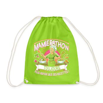 Mamierathon toujours plus rapide que ses recettes - Sac de sport léger - vert néon - Devant