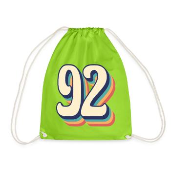 T-Shirt rétro Vintage numéro 92 quatre-vingt-douze - Sac de sport léger - vert néon - Devant