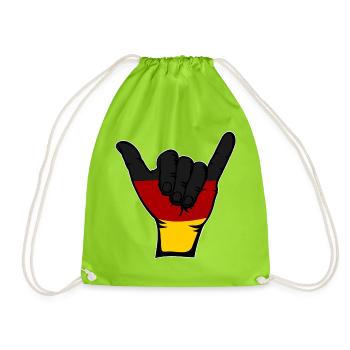Deutschland Flagge Surfing Symbol - Turnbeutel - Neongrün - Vorne