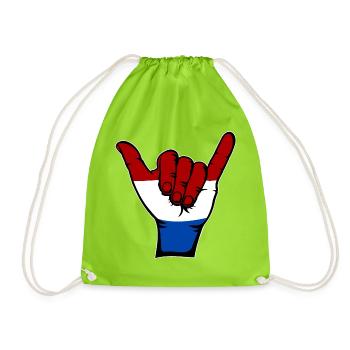 Holland Flag Surfing Symbol - Drawstring Bag - neon green - Front
