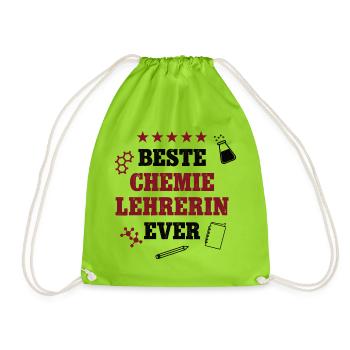 Beste Chemie Lehrerin Schule Chemielehrerin Labor - Turnbeutel - Neongrün - Vorne