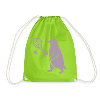 Minimalistischer Pinguin Tennisspieler - Turnbeutel - Neongrün - Vorne