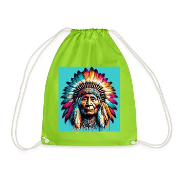 American Indian American - Drawstring Bag - neon green - Front