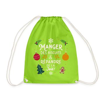 Eat Cookies & Spread Christmas Joy - Drawstring Bag - neon green - Front