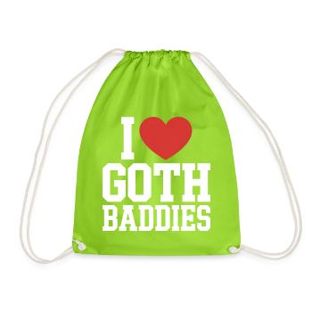 I Love Goth Baddies - Drawstring Bag - neon green - Front