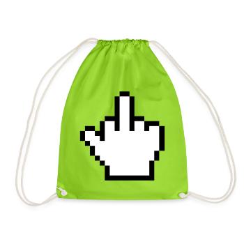 Mouse Hand Middle Finger Mouse Pointer - Drawstring Bag - neon green - Front