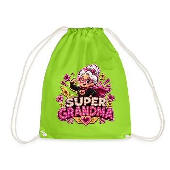 Super Grandma - Héroïne de comic super-héros drôle de mamie - Sac de sport léger - vert néon - Devant