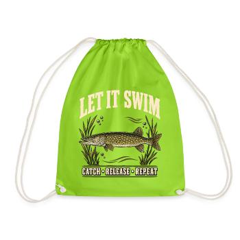 Hechtangeln Catch and Release Shirt - Turnbeutel - Neongrün - Vorne