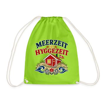Meerzeit ist Hyggezeit - Turnbeutel - Neongrün - Vorne