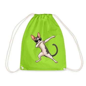 Dabbing Cornish Rex – Coole Lockenkatze - Turnbeutel - Neongrün - Vorne