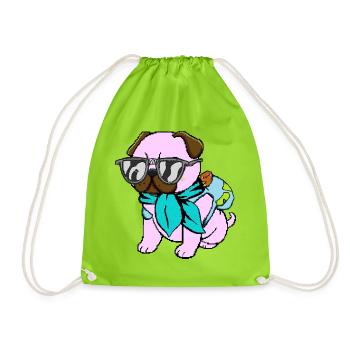 Mops-Reisender - Turnbeutel - Neongrün - Vorne
