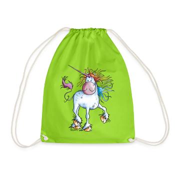 Regenbogen Einhorn - Turnbeutel - Neongrün - Vorne