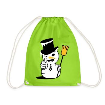 Un bonhomme de neige cool avec le pouce vers le haut - Sac de sport léger - vert néon - Devant