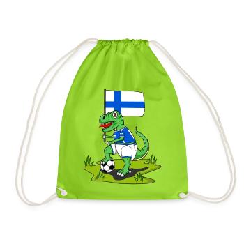Drapeau de la Finlande Dinosaure Rex Football - Sac de sport léger - vert néon - Devant
