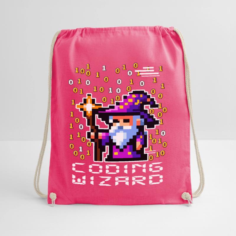 Wizard Pixel Code Drawstring Bag