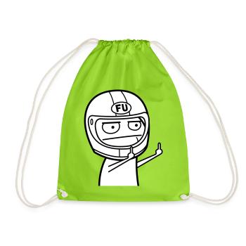 FU Meme with motorcycle helmet (colors can be changed) - Drawstring Bag - neon green - Front