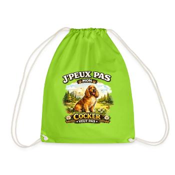 Cocker en nature: J'peux pas - Sac de sport léger - vert néon - Devant
