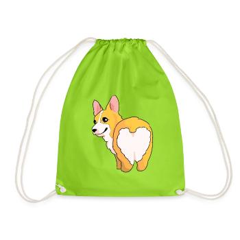 Corgi Coeur Coloré Derrière - Sac de sport léger - vert néon - Devant