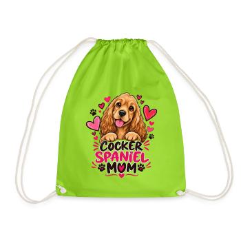 Cocker Spaniel Mamaherzen - Turnbeutel - Neongrün - Vorne