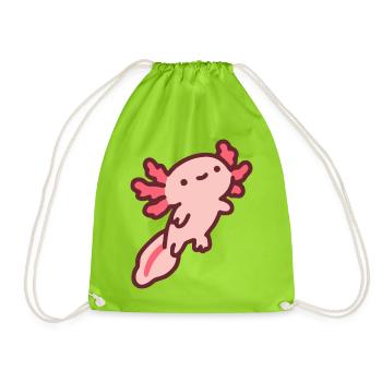 Niedlicher pinker Axolotl - Turnbeutel - Neongrün - Vorne