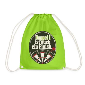 Doppel 1 ist auch ein Finish Vintage Darts Schild - Turnbeutel - Neongrün - Vorne