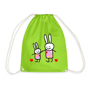 rabbit children - Drawstring Bag - neon green - Front