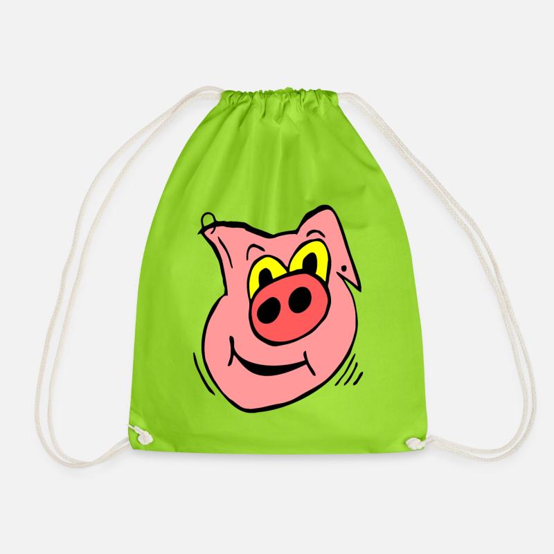 Funny Pig in Pink - Drawstring Bag - neon green