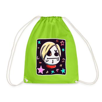 dessin animé d’enfant : anime de fille drôle - Sac de sport léger - vert néon - Devant