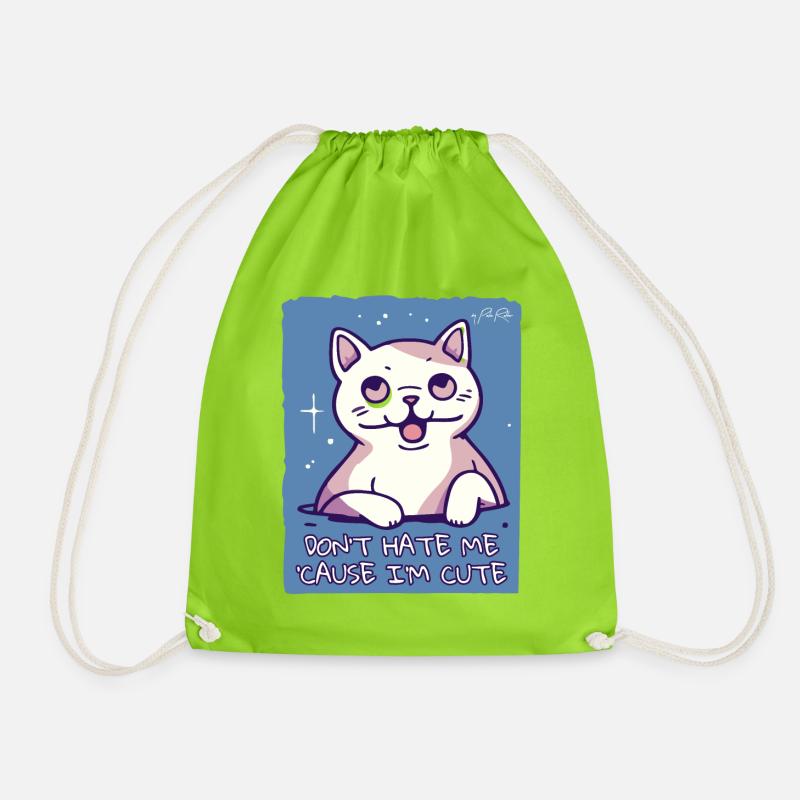 Hass mich nicht, weil ich niedlich bin, Katze - Turnbeutel - Neongrün