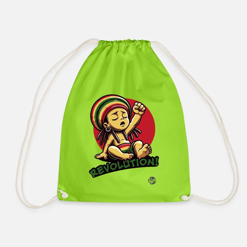 Reggae Baby for Rastafari Revolution - Drawstring Bag - neon green