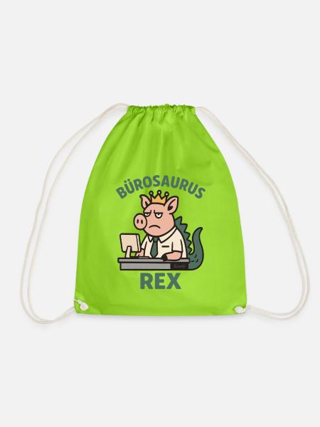 Bürosaurus Rex lustige Büro Arbeit mit Schwein - Turnbeutel - Neongrün