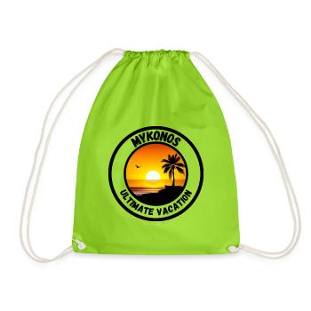 Mykonos - Ultimate Vacation - Drawstring Bag - neon green - Front