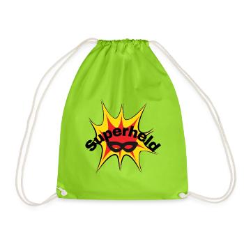 Superheld Babykleidung Kinderkleidung - Turnbeutel - Neongrün - Vorne