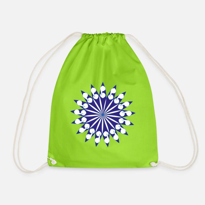 Blue White Spiral Star - Drawstring Bag - neon green