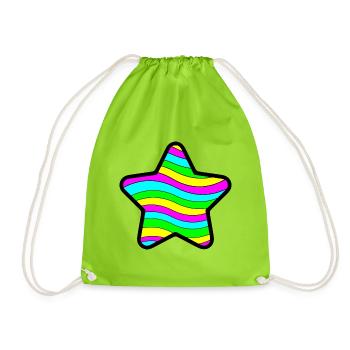 Wavy Star - Drawstring Bag - neon green - Front