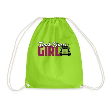 Truck Driver Girl Trucker Babes Gift - Drawstring Bag - neon green - Front
