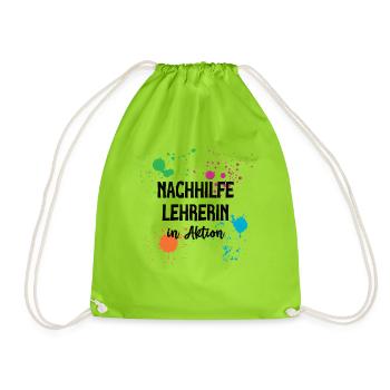 Nachhilfe Lehrerin in Aktion Nachhilfelehrerin - Turnbeutel - Neongrün - Vorne