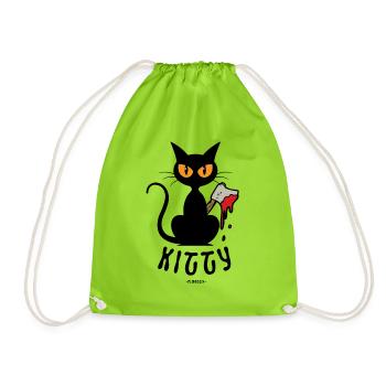 Kitty Axe! - Drawstring Bag - neon green - Front