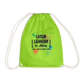 Latein Lehrerin in Aktion Lateinlehrerin Latinist - Turnbeutel - Neongrün - Vorne