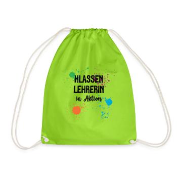 Klassen Lehrerin in Aktion Klassenlehrerin Schule - Turnbeutel - Neongrün - Vorne