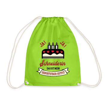 Geburtstag Schneiderin Schneider Frau Schneiderei - Turnbeutel - Neongrün - Vorne
