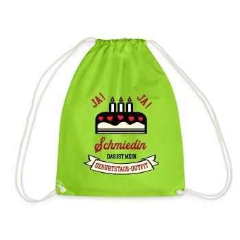 Geburtstag Schmiedin Schmied Geb Goldschmiedin - Turnbeutel - Neongrün - Vorne