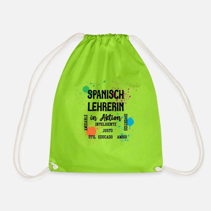 Spanisch Lehrerin in Aktion Spanischlehrerin - Turnbeutel - Neongrün