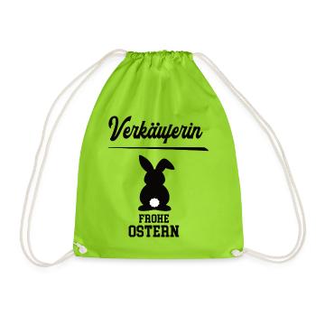 Verkäuferin Frohe Ostern Ostergeschenk Verkauf - Turnbeutel - Neongrün - Vorne